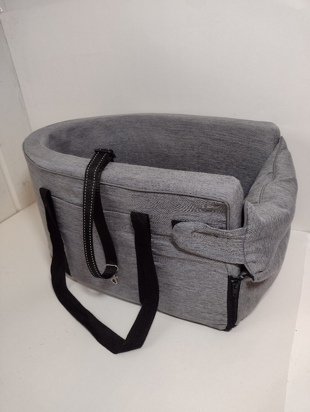 Pet Carrier Gray Travel Carry Bag with Black Straps